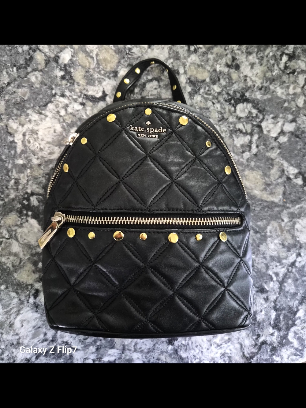 Kate Spade Black Leather Mini Backpack with Gold Hardware